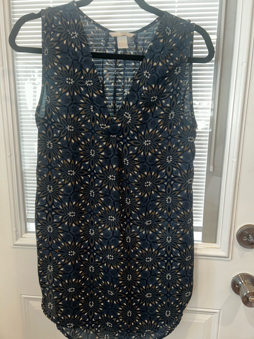 H&M Navy Floral Geometric Sleeveless Tunic